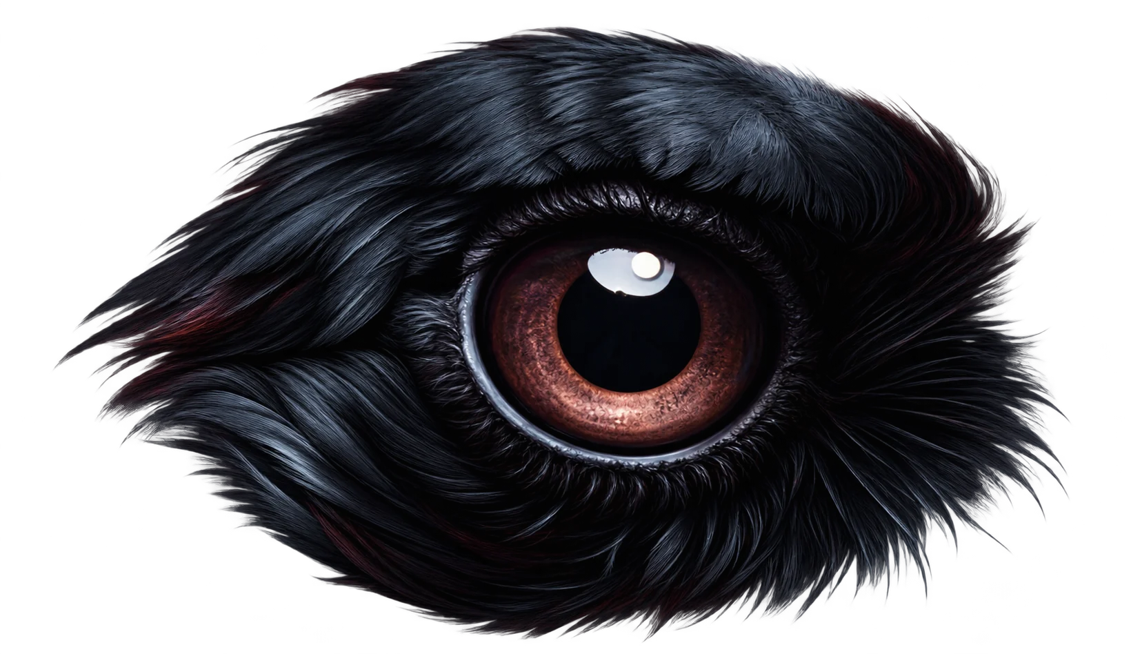 Close-up of the raven's eye, open